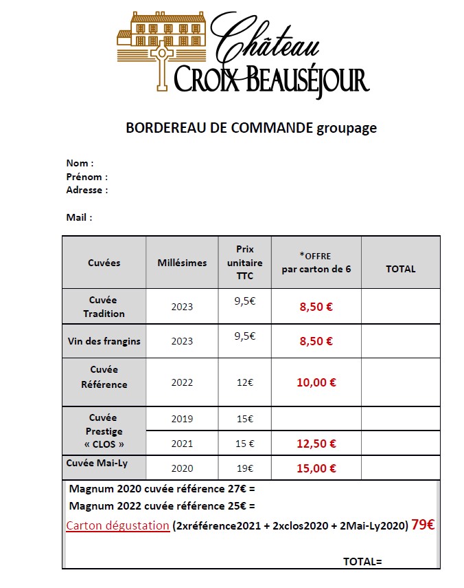 tarif Croix Beauséjour